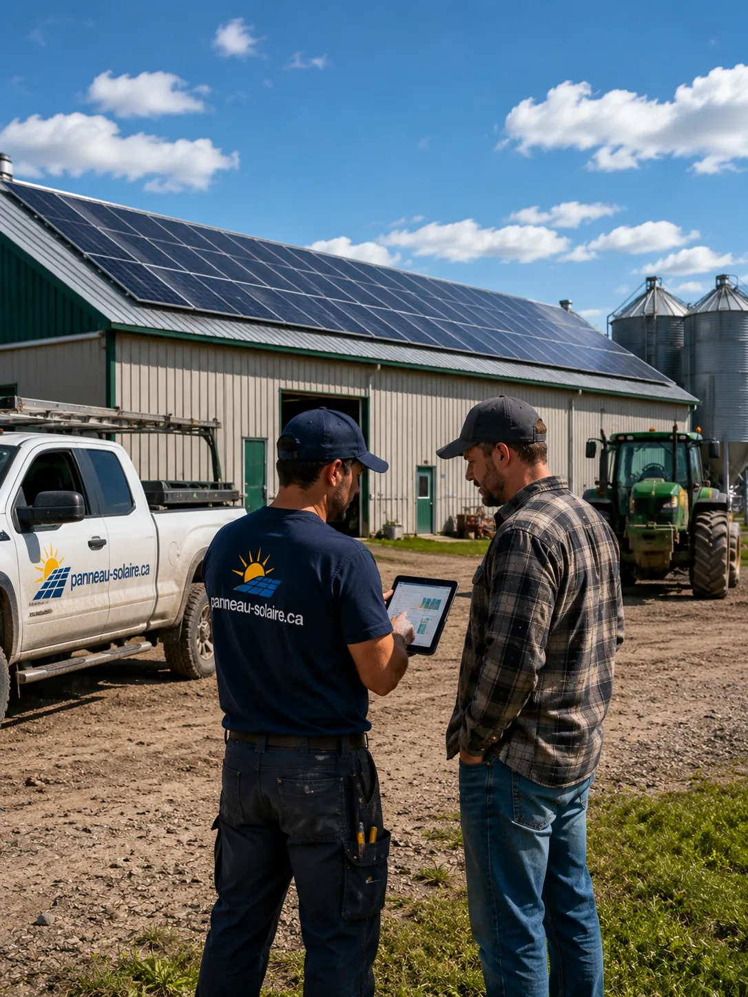 Bâtiment agricole équipé de panneaux solaires en toiture